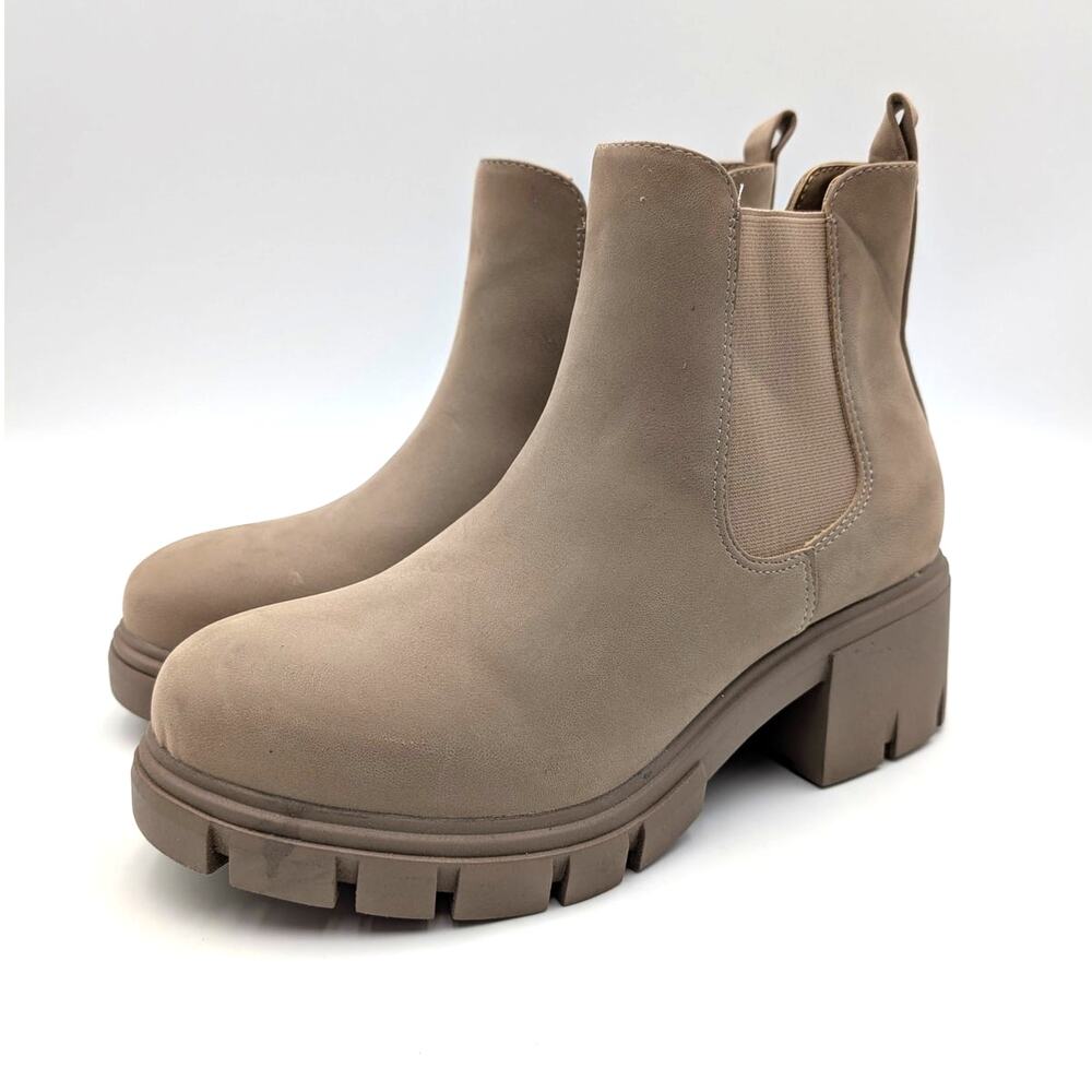 MIA Ivy Lug Sole Chelsea Ankle Boots Women's Stone Brus Size US10M EU40.5